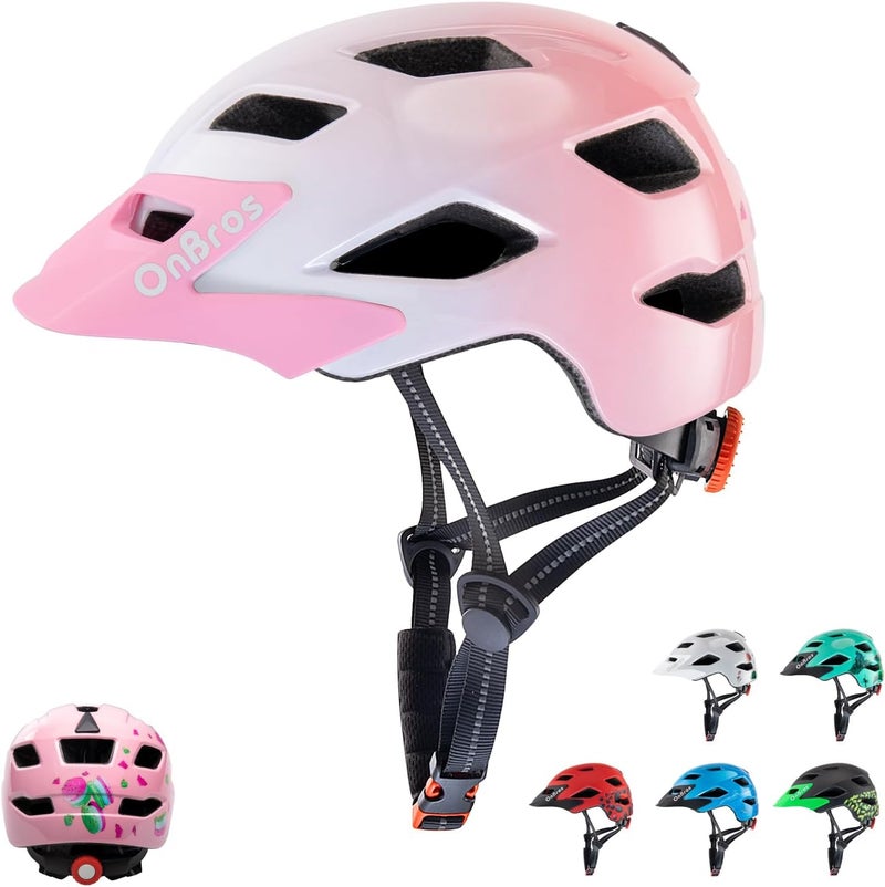 OnBros Kids Bike Helmet - Bike Helmets for 5-14 Boys or Girls with Visor, Children Bicycle Helmet for Skateboard Mountain Scooter Road Cycling, Lightweight and Adjustable 50-57CM - Image 1